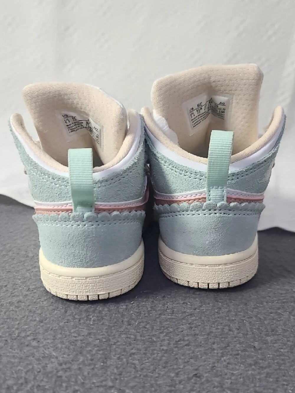 Jordan Kids Pastel Pink & Mint High-Top Sneakers Sz. 6C - Picture 3 of 7